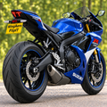 2025 Suzuki GSX-R750 close-up rear three-quarter view with a tidy tail and WingAero FlipIT plate