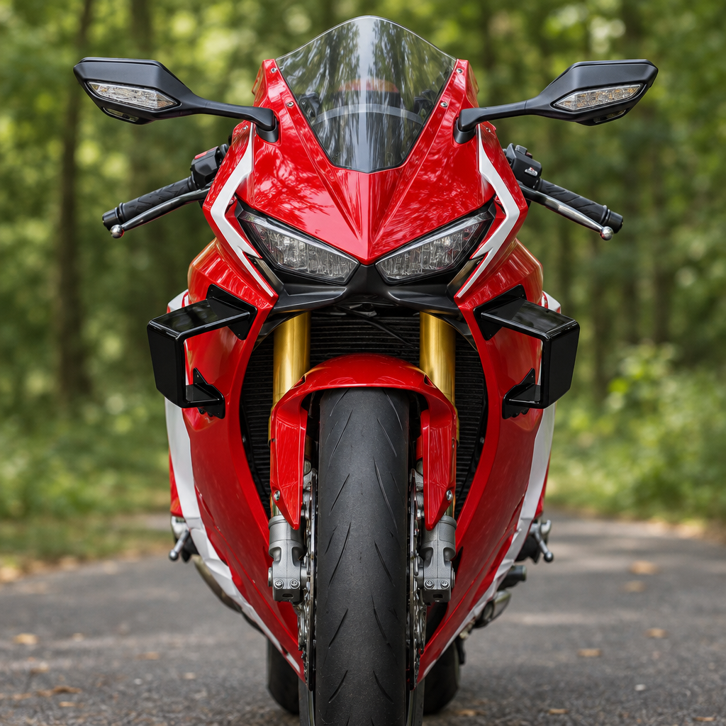 Realistic front view of CBR1000RR with black winglets