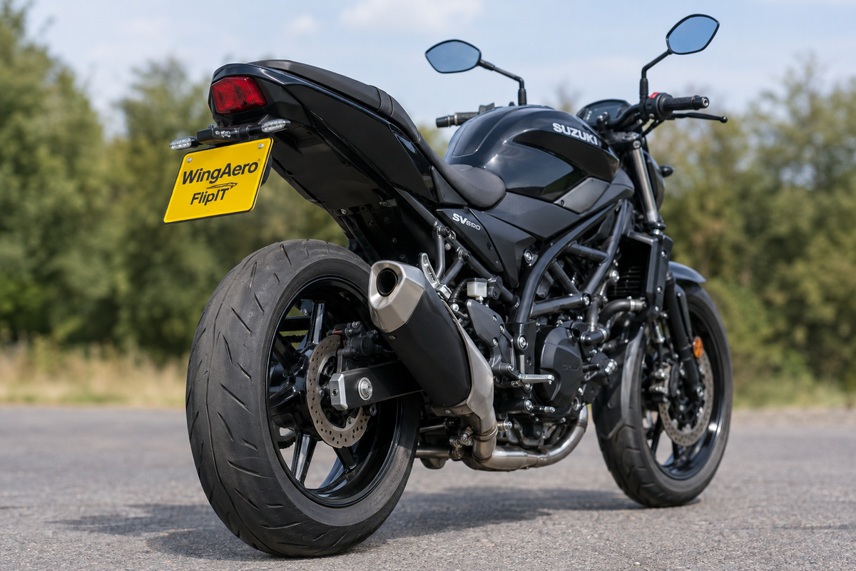 Suzuki SV650 rear three-quarter with tail tidy
